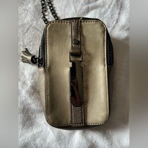 Kate Landry Pouch with Striped Interior. Chain strap.